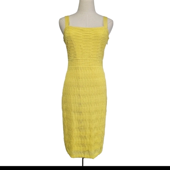 Rachel Roy Yellow Large  Sheath Bodycon Party Spring Summer Sexy Sweater Dress - Picture 1 of 13